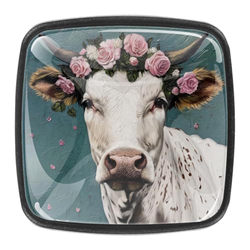 AADFAEWR 4 Stück Schubladenknöpfe Schrankknöpfe Und -Griffe Kuh Tier Rosen Blüte Blumen AADFAEWR 4 Stück Schubladenknöpfe Schrankknöpfe Und -Griffe Kuh Tier Rosen Blüte Blumen von AADFAEWR