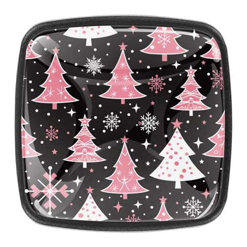 AADFAEWR 4 Stück Schubladenknöpfe Schrankknöpfe Und -Griffe Pink Christmas Tree Snowflakes Patterns AADFAEWR 4 Stück Schubladenknöpfe Schrankknöpfe Und -Griffe Pink Christmas Tree Snowflakes Patterns von AADFAEWR
