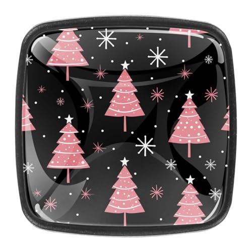 AADFAEWR 4 Stück Schubladenknöpfe Schrankknöpfe Und -Griffe Pink Christmas Tree Snowflakes Patterns AADFAEWR 4 Stück Schubladenknöpfe Schrankknöpfe Und -Griffe Pink Christmas Tree Snowflakes Patterns von AADFAEWR