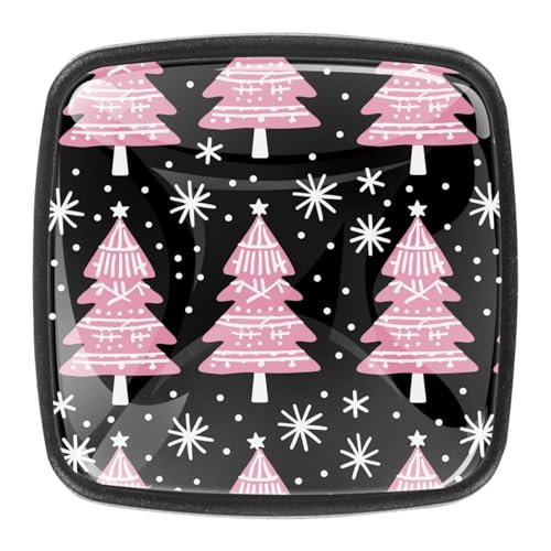 AADFAEWR 4 Stück Schubladenknöpfe Schrankknöpfe Und -Griffe Pink Christmas Tree Snowflakes Patterns AADFAEWR 4 Stück Schubladenknöpfe Schrankknöpfe Und -Griffe Pink Christmas Tree Snowflakes Patterns von AADFAEWR
