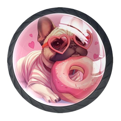 AADFAEWR 4 Stück Schubladenknöpfe Schrankknöpfe Und -Griffe Rosa Mops Mops von AADFAEWR