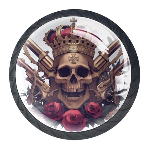 AADFAEWR 4 Stück Schubladenknöpfe Schrankknöpfe Und -Griffe Rosen Blumen Totenkopf von AADFAEWR