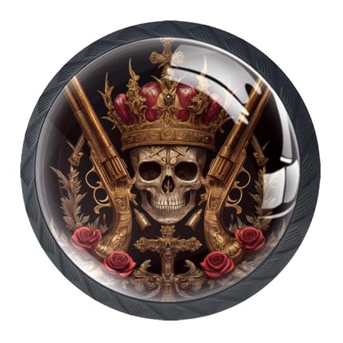 AADFAEWR 4 Stück Schubladenknöpfe Schrankknöpfe Und -Griffe Rosen Blumen Totenkopf von AADFAEWR