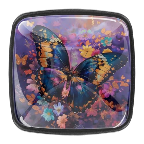 AADFAEWR 4 Stück Schubladenknöpfe Schrankknöpfe Und -Griffe Schmetterling Lila Blumen AADFAEWR 4 Stück Schubladenknöpfe Schrankknöpfe Und -Griffe Schmetterling Lila Blumen von AADFAEWR