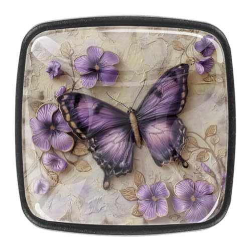 AADFAEWR 4 Stück Schubladenknöpfe Schrankknöpfe Und -Griffe Schmetterling Lila Blumen AADFAEWR 4 Stück Schubladenknöpfe Schrankknöpfe Und -Griffe Schmetterling Lila Blumen von AADFAEWR