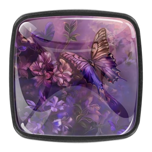 AADFAEWR 4 Stück Schubladenknöpfe Schrankknöpfe Und -Griffe Schmetterling Violette Blumen AADFAEWR 4 Stück Schubladenknöpfe Schrankknöpfe Und -Griffe Schmetterling Violette Blumen von AADFAEWR
