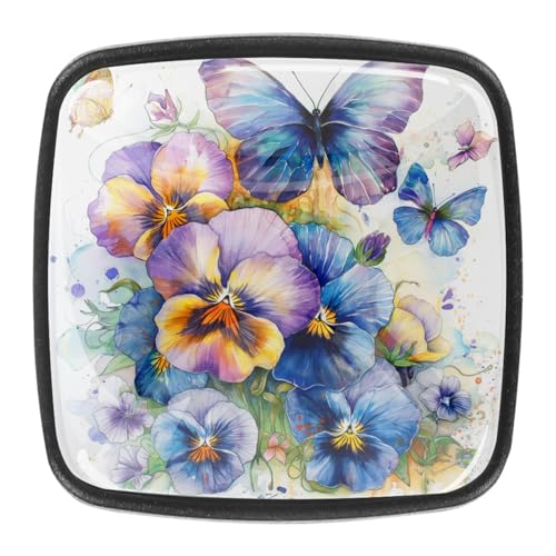 AADFAEWR 4 Stück Schubladenknöpfe Schrankknöpfe Und -Griffe Stiefmütterchen Blumen Schmetterlinge AADFAEWR 4 Stück Schubladenknöpfe Schrankknöpfe Und -Griffe Stiefmütterchen Blumen Schmetterlinge von AADFAEWR