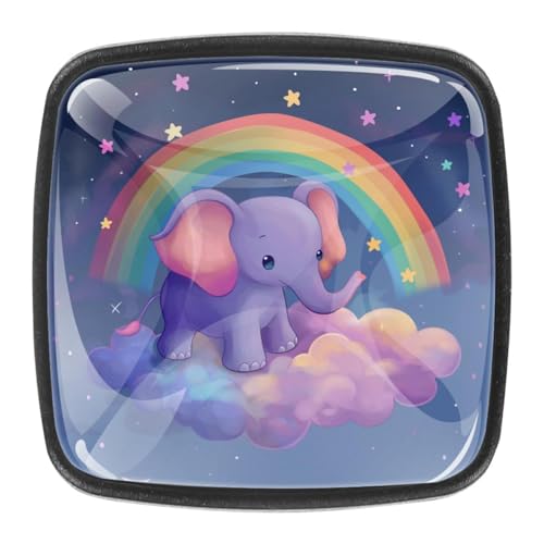 AADFAEWR 4 Stück Schubladenknöpfe Schrankknöpfe Und -Griffe Süße Elefanten-Regenbogen-Sternchen Und Wolken AADFAEWR 4 Stück Schubladenknöpfe Schrankknöpfe Und -Griffe Süße Elefanten-Regenbogen-Sternchen Und Wolken von AADFAEWR