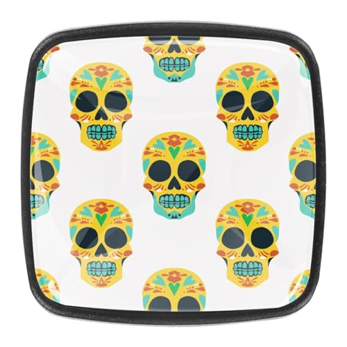 AADFAEWR 4 Stück Schubladenknöpfe Schrankknöpfe Und -Griffe Sugar Skulls Muster AADFAEWR 4 Stück Schubladenknöpfe Schrankknöpfe Und -Griffe Sugar Skulls Muster von AADFAEWR