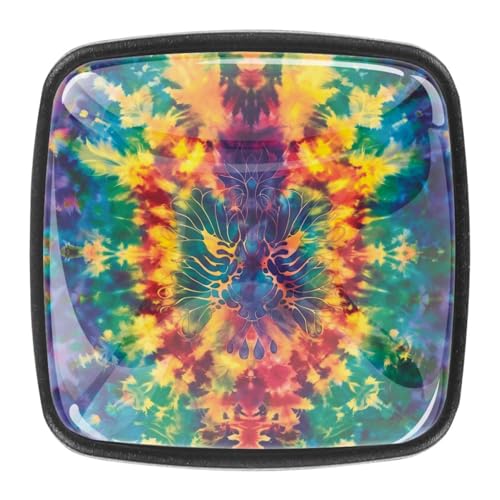AADFAEWR 4 Stück Schubladenknöpfe Schrankknöpfe Und -Griffe Tie-Dye-Neonfarben-Spritzer von AADFAEWR