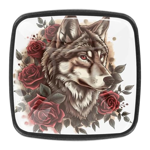 AADFAEWR 4 Stück Schubladenknöpfe Schrankknöpfe Und -Griffe Tier Wolf Rose Blumen AADFAEWR 4 Stück Schubladenknöpfe Schrankknöpfe Und -Griffe Tier Wolf Rose Blumen von AADFAEWR
