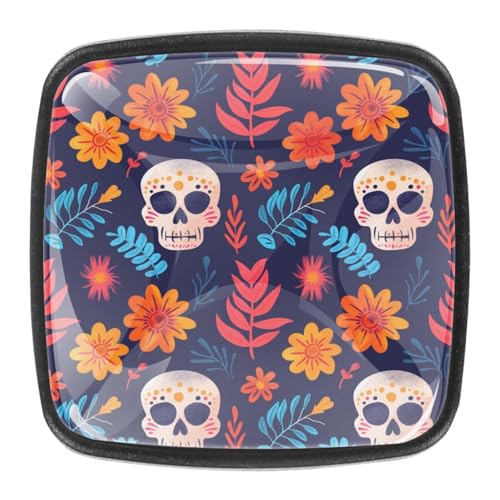 AADFAEWR 4 Stück Schubladenknöpfe Schrankknöpfe Und -Griffe Totenköpfe Blumen Muster AADFAEWR 4 Stück Schubladenknöpfe Schrankknöpfe Und -Griffe Totenköpfe Blumen Muster von AADFAEWR