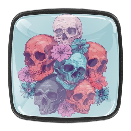 AADFAEWR 4 Stück Schubladenknöpfe Schrankknöpfe Und -Griffe Totenkopf Mit Blumen AADFAEWR 4 Stück Schubladenknöpfe Schrankknöpfe Und -Griffe Totenkopf Mit Blumen von AADFAEWR