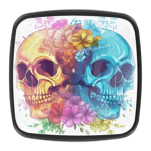 AADFAEWR 4 Stück Schubladenknöpfe Schrankknöpfe Und -Griffe Totenkopf Mit Blumen AADFAEWR 4 Stück Schubladenknöpfe Schrankknöpfe Und -Griffe Totenkopf Mit Blumen von AADFAEWR