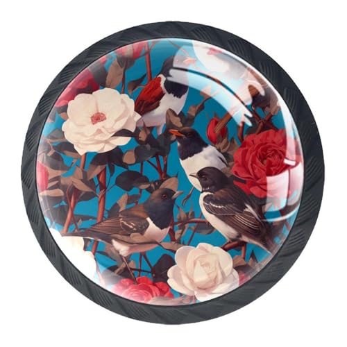 AADFAEWR 4 Stück Schubladenknöpfe Schrankknöpfe Und -Griffe Vögel Und Blumen Muster von AADFAEWR