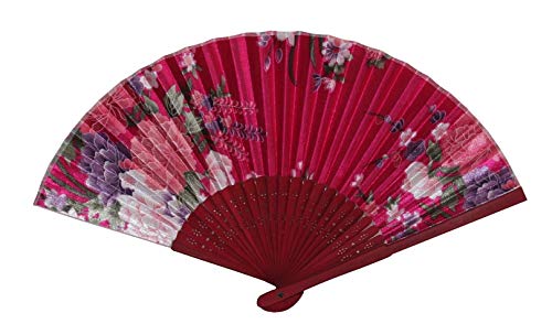 AAF Nommel®, 1 STK. Sommer Hand Bambus Holz Wind Deko Fächer lila Blumen Seidenkarton, Nr. 225 von AAF Nommel