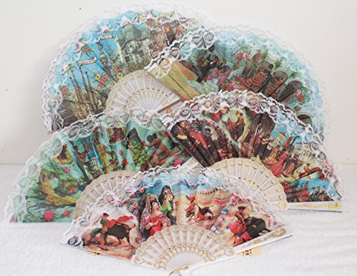 AAF Nommel®, Fächer Flamenco Weiss spanisch klassisch Stoff PVC Gold Bedruckt Nr. 220 von AAF Nommel