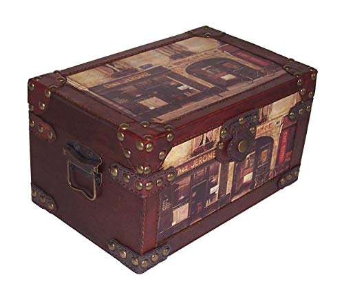 AAF Nommel®, Holz- Kunstlederf - Box, mit Bildern, Antikdesign Nr. 323, Geschenkekiste, Schmuckkiste, ca. 32 x 20 x 17,5 cm von AAF Nommel