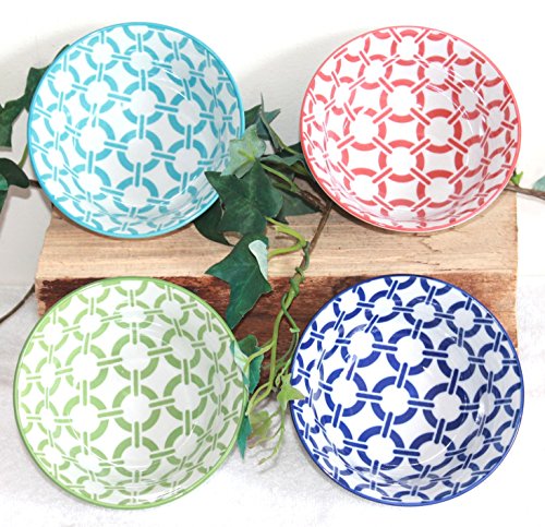 AAF Nommel®, Japanische Teeschalen 4-er Set Porzellan, Retro Design Blumen, Nr. 052 von AAF Nommel