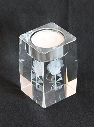 AAF Nommel®, Kristall 3 D Laserquader Glasblock Rose groß für 1 Teelicht Glas 8 x 5 x 5 cm Nr. 05 von AAF Nommel