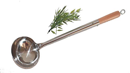 AAF Nommel®, Schöpfkelle für Wok Pfannen und große Töpfe zum Aufhängen Edelstahl Größe S 46 cm lang, Kelle, Ø 11 cm, mit Holzgriff, genietet Nr. 002 von AAF Nommel