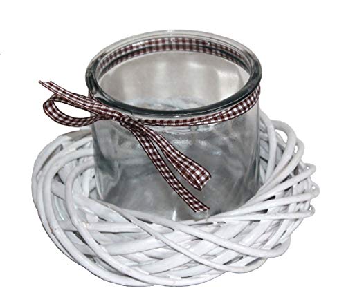 AAF Nommel®, Windlicht Glas auf Weidenkranz S, Weiss zur Dekoration Nr. 011 von AAF Nommel