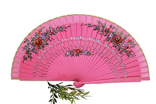 AAF Nommel ® Echter chinesischer Handfächer aus Bambus 074 mit Blumen, auch sehr schön als Deko Fächer von AAF Nommel
