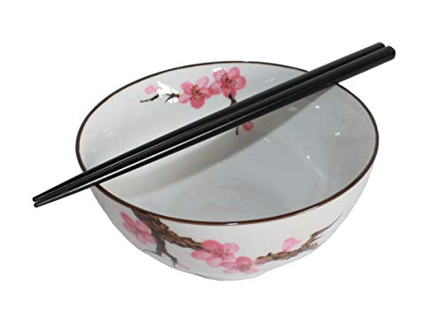 AAF Nommel – Matcha Reisschale Soba Bowl groß Sakura – Kirschblüte ø 15 cm mit Essstäbchen Nr. 770 von AAF Nommel