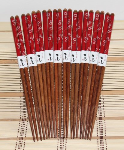 AAF Nommel ® Nr 024 Essstäbchen 10 Paar aus Holz rot braun Asien Style von AAF Nommel