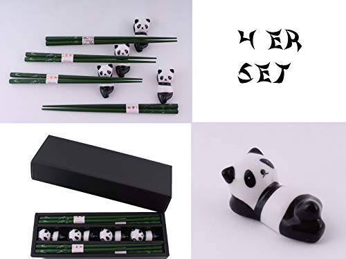 AAF Nommel ® Panda Asia Essstäbchen Nr. 80 Chopsticks Geschenkset 4 Paar aus Holz in Bambus Grün von AAF Nommel