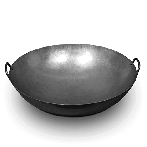 AAF Nommel ® Wok Ölwanne ca. 70 cm Durchmesser mit 2 Griffen/Henkeln mit rundem Boden für Gas, Gastronomie von AAF Nommel