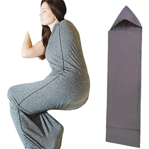 AAFGVC Schlafdecke mit Kapuze für Erwachsene, Einzel-Reiseschlafsack für draußen, vollständig gewickelter Schlafsack, tragbare Decke, maschinenwaschbare Decke im Kokon-Design (XL(185X50cm) von AAFGVC