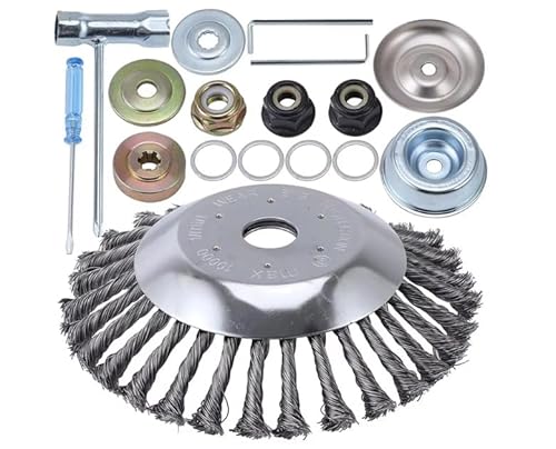 Draht-Unkrautrad, universelle Garten-Unkrautbürste für Rasenmäher, robuster und langlebiger Rasentrimmer mit robustem 16-teiligem Set (6 Zoll, 8 Zoll) (6 Zoll + 16 Zubehörteile) von AAFGVC