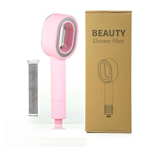 Dreistufiger Filter-Boost-Duschkopf | Wassersparendes Design mit nur einer Berührung entfernt Chlorgeruch und Verunreinigungen. Kompatibel mit den meisten Haushaltsschläuchen. (Ein Stück,Rosa) von AAFGVC