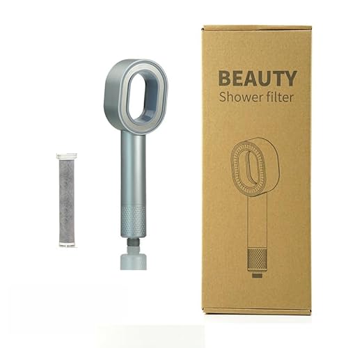 Dreistufiger Filter-Boost-Duschkopf | Wassersparendes Design mit nur einer Berührung entfernt Chlorgeruch und Verunreinigungen. Kompatibel mit den meisten Haushaltsschläuchen. (Ein Stück,Silber) von AAFGVC