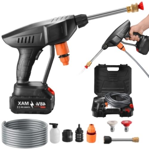 Hochdruckpistole – Akku-Hochdruckreiniger für Gartenschläuche – Waschpistole mit bis zu 10 m Reichweite ohne Kabel – Autowaschpistolen-Set (Basisversion) von AAFGVC