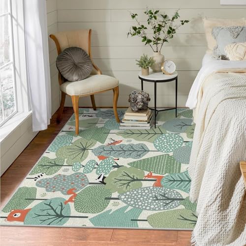 AAFUOO Waschbar Wohnzimmer Teppich Waldtiere 100x200cm Modern Cartoon Grün Teppich Gegend rutschfest Kurzflor Teppiche Schlafzimmer, Dünn Bettvorleger für Jugendzimmer Jungen Mädchen, Kinderteppich AAFUOO Waschbar Wohnzimmer Teppich Waldtiere 100x200cm Modern Cartoon Grün Teppich Gegend rutschfest Kurzflor Teppiche Schlafzimmer, Dünn Bettvorleger für Jugendzimmer Jungen Mädchen, Kinderteppich von AAFUOO