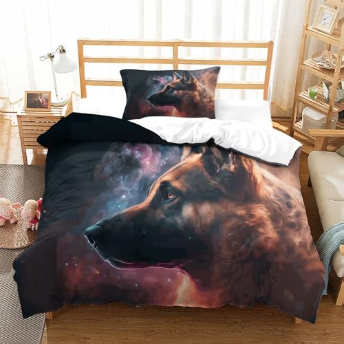 AAHARYA Spirit Deutscher Schäferhund, Einzelbett, weiches Bettbezug-Set für Erwachsene, Bezugsset mit coolen Mustern, wendbares Bettwäscheset mit Kissenbezug, Einzelbett (135 x 200 cm) von AAHARYA