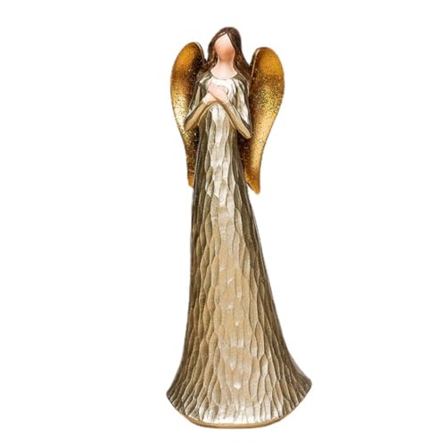 AAHIFIT Goldene Engel-Statue als Trauergeschenk, handbemalte Engelfiguren und Statuen zum Zeigen der Liebe, Weihnachtsengel-Figuren, Schutzengel, Sammelfigur (Engel mit Händen auf der Brust) von AAHIFIT