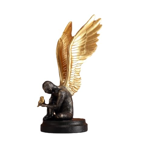 AAHIFIT Minimalistische moderne Engel Figur Statuen für Home Office Bücherregal Dekoration (Goldene Flügel A) von AAHIFIT