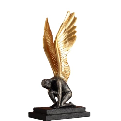 AAHIFIT Minimalistische moderne Engel Figur Statuen für Home Office Bücherregal Dekoration (Goldene Flügel B) von AAHIFIT