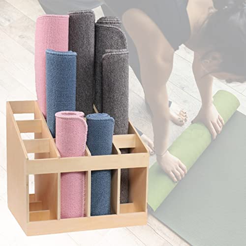 AAKOMA 12 Gitter-Boden-Yogamatten-Regal Aus Holz, Großer Heim-Fitnessraum-Aufbewahrung Für Schaumstoffrollen/Yoga-Matte/Sport-Schweißhandtuchhalter, Schule, Büro, Studio von AAKOMA