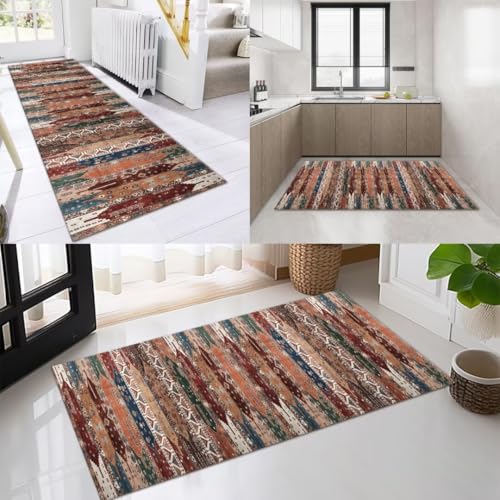 AAKSUS Läufer Flur Küche Waschbar rutschfest 110x500cm Abstrakt Mehrfarbig Lang Küchenteppich Flurteppich Teppich Fur Korridor Wohnzimmer Schlafzimmer Meterware Anpassbar von AAKSUS