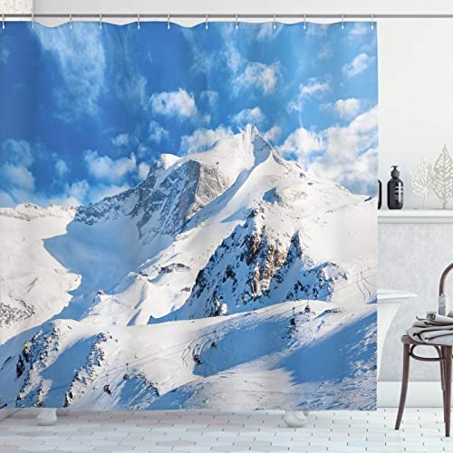 AALAYA Duschvorhang 180x200 cm Berg, aus Stoff Polyester Waschbar Anti Schimmel Natürliche Landschaft Shower Curtains, Duschvorhänge Curtains mit 12 Haken von AALAYA