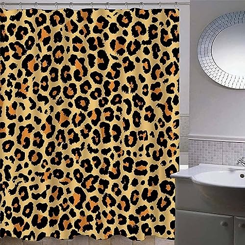 AALAYA Duschvorhang 180x200 cm Leopard Print, aus Stoff Polyester Waschbar Anti Schimmel Leopard Shower Curtains, Duschvorhänge Curtains mit 12 Haken von AALAYA