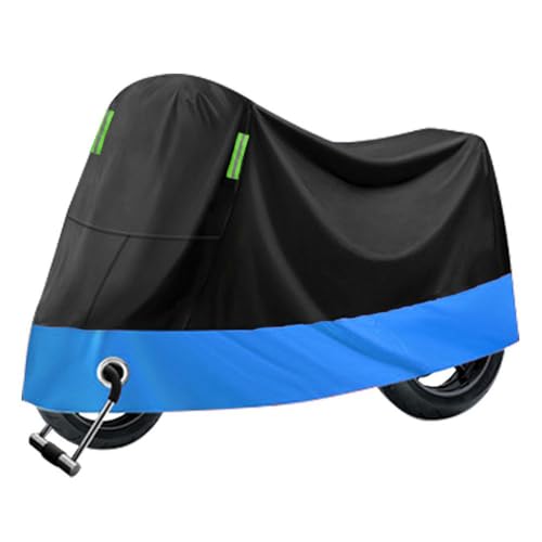 AALXF Motorrad Abdeckplane für Yamaha FZ1 FZ 1 FZ6 FZ6R FZ6-S2,Outdoor Motorad Abdeckung Wasserdicht Oxford Motorradabdeckung Winterfest Motorrad Plane für Motoroller Moped, D-Black + Blue von AALXF