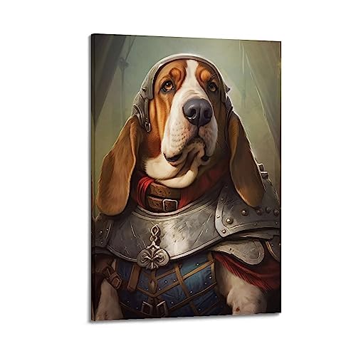 Basset Hound Wikinger-Poster, dekoratives Gemälde, Leinwand-Wandposter und Kunstdruck, modernes Familienschlafzimmer-Dekor-Poster, 30 x 45 cm von AAMNA