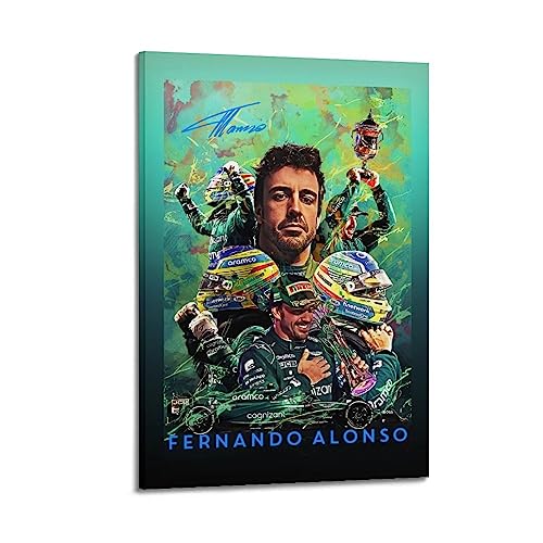 FernandoAlonso-Poster, dekoratives Gemälde, Leinwand, Wandposter und Kunstdruck, modernes Familienschlafzimmer-Dekor-Poster, 50 x 75 cm von AAMNA