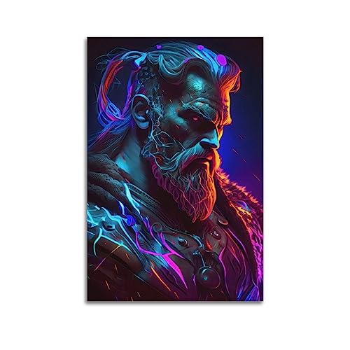 Odin Neon-Poster, dekoratives Gemälde, Leinwand-Wandposter und Kunstdruck, modernes Familienschlafzimmer-Dekor-Poster, 60 x 90 cm von AAMNA