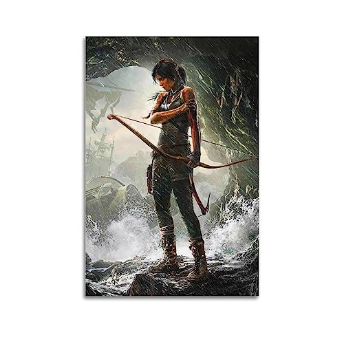 Tomb Raider Lara Croft Poster, dekoratives Gemälde, Leinwand, Wandposter und Kunstdruck, modernes Familienschlafzimmer-Dekor-Poster, 50 x 75 cm von AAMNA
